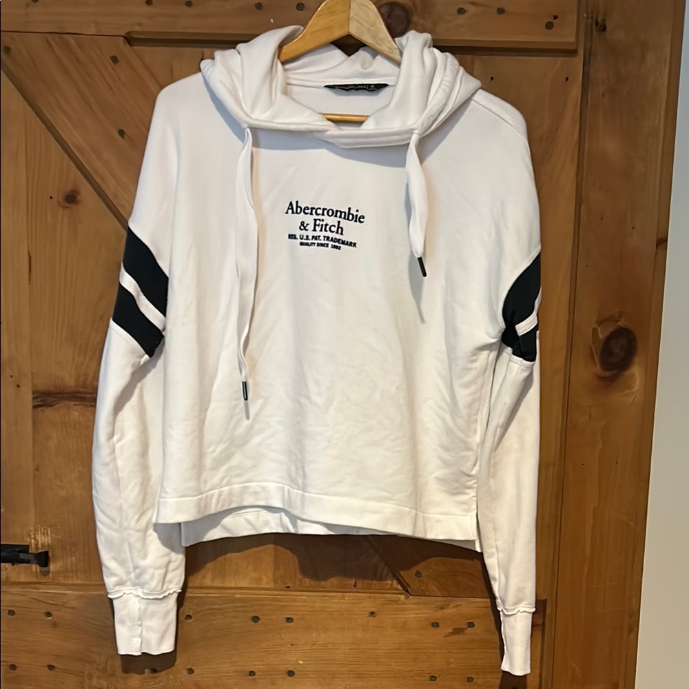 Abercrombie & Fitch White Hoodie with Black Accents